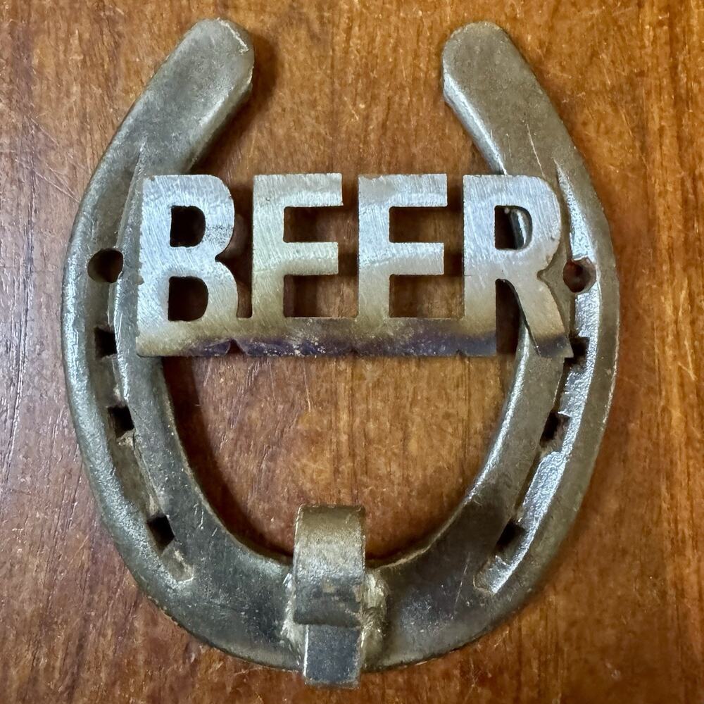 Vintage Beer Horseshoe Cast Iron Wall Mount Bottle Opener Rustic Bar Decor